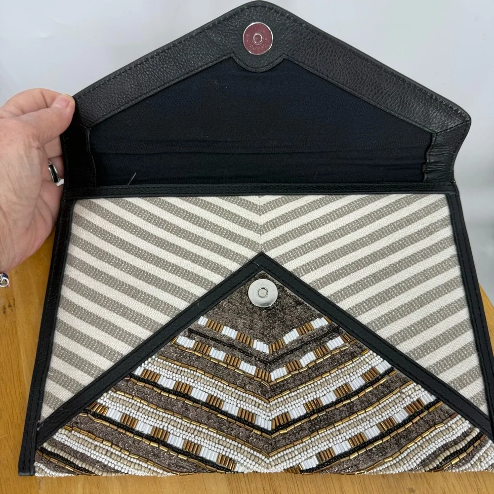 Rebecca Minkoff Wonder Leo Envelope Clutch Black Metallic Elegant  Clutch